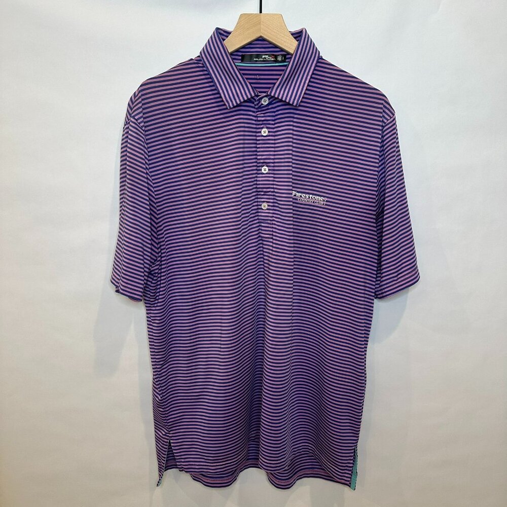 RLX Ralph Lauren, golf performance polo purple navy Firestone Country Club